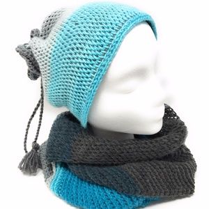 Handmade Batik Beanie and Scarf Set, Hairband Bean