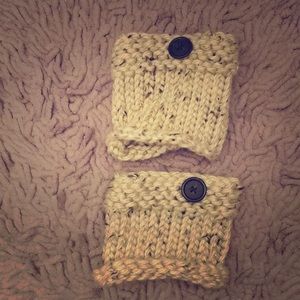 Warm winter beige knit boot cuffs