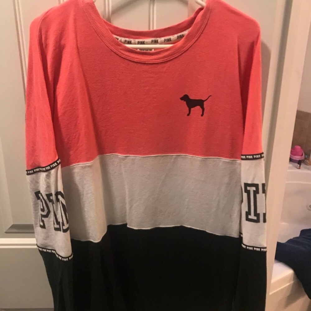 PINK Color block Crew