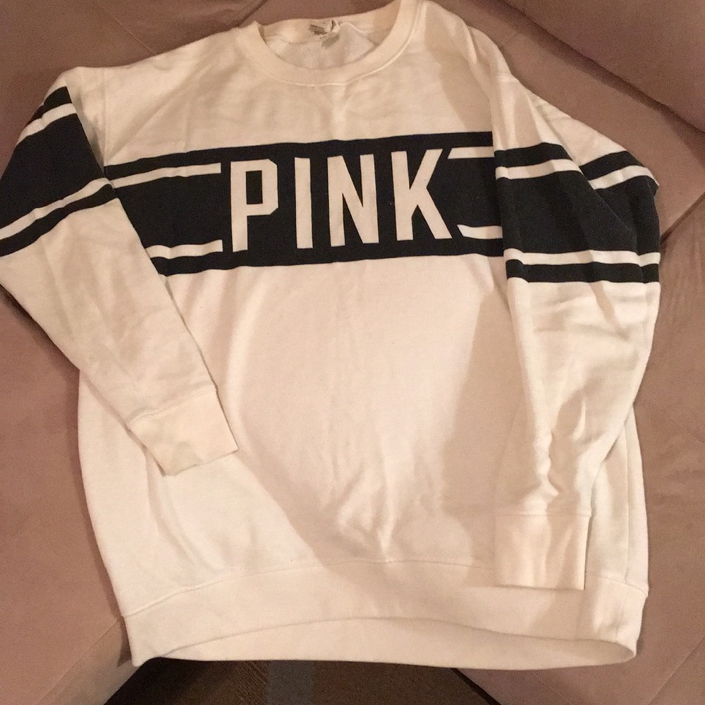 **SOLD ON MERCARI**Cream and black PINK sweatshirt