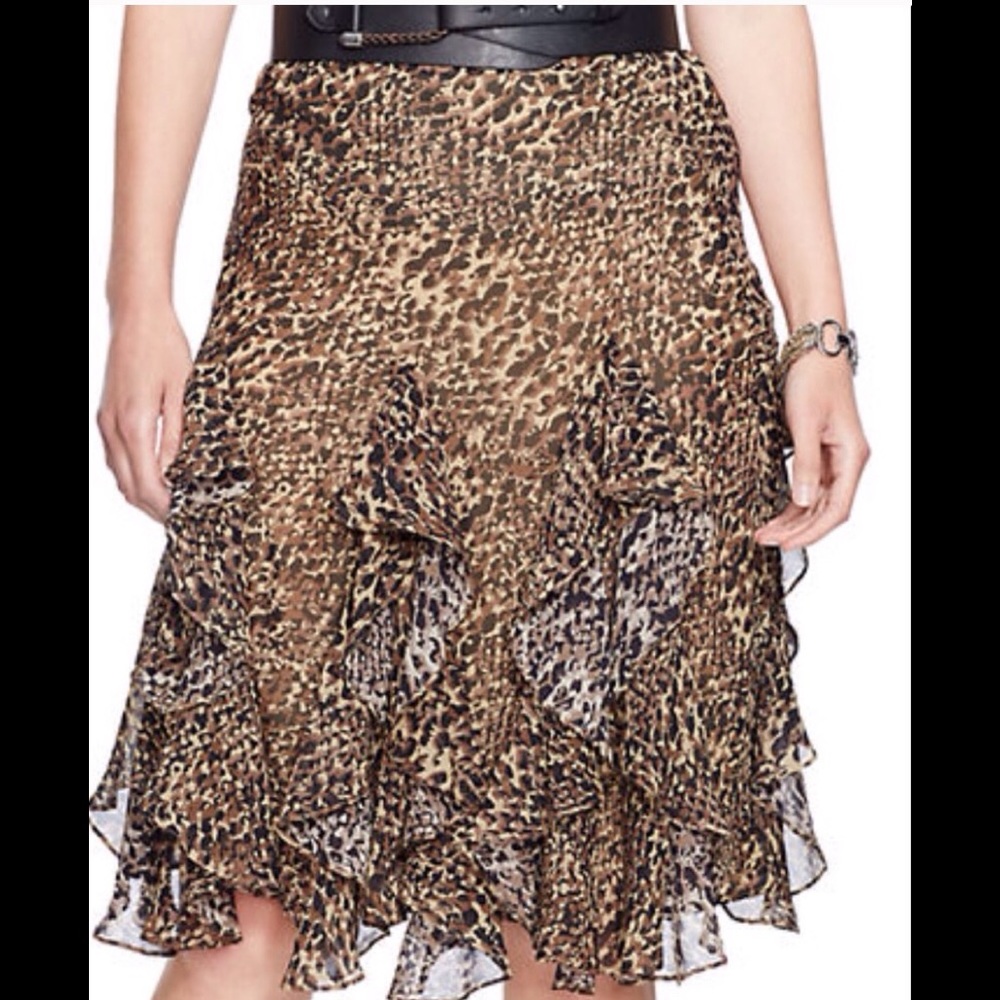 Lauren Ralph Lauren Animal Print Flutter Skirt - Picture 1 of 4