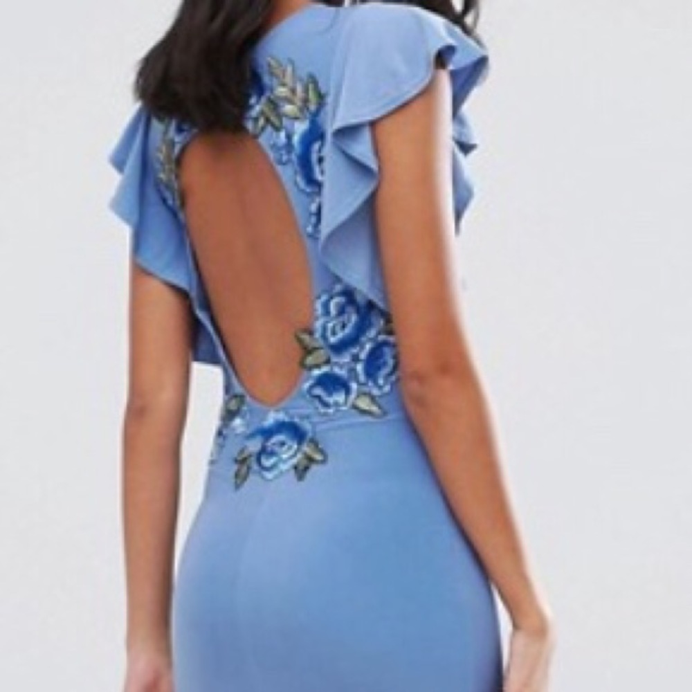 SEXY Backless Blue Bodycon Maxi Dress - Picture 4 of 4
