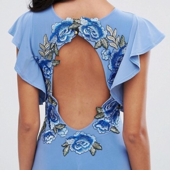 SEXY Backless Blue Bodycon Maxi Dress - Picture 2 of 4