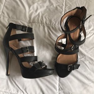 JustFab Stiletto Platform Faux Black Heel 7.5