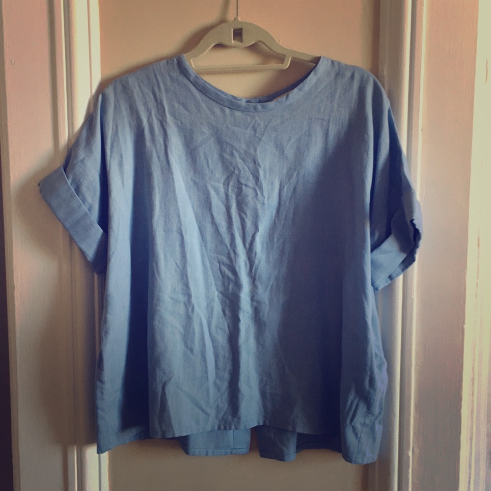 Sky blue cotton top by Maje direct from Paris
