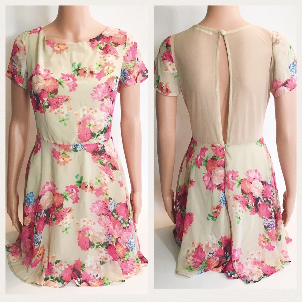 Lush Floral Dress with Mesh back and sides