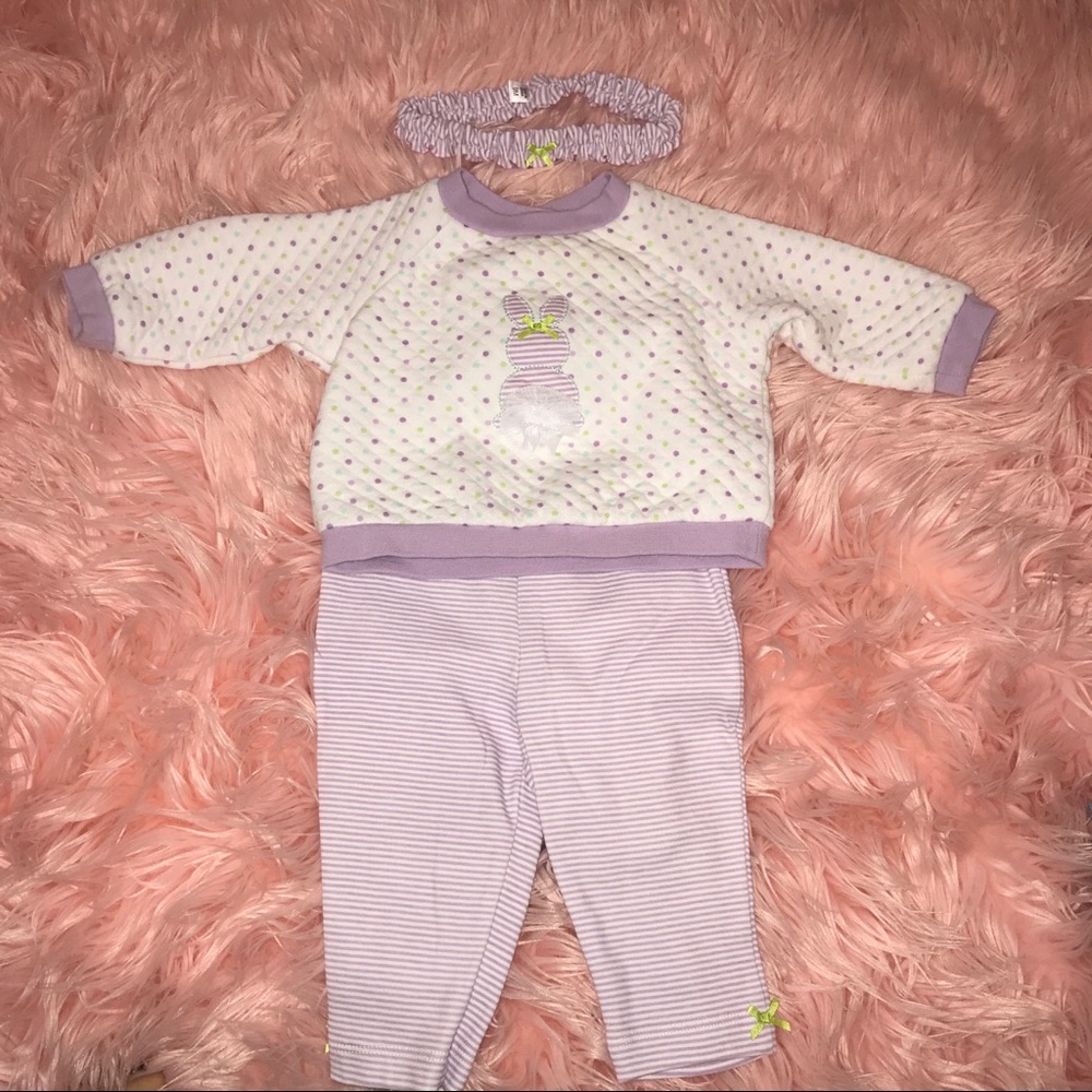 Little Me Purple Bunny 3 pc Matching Outfit