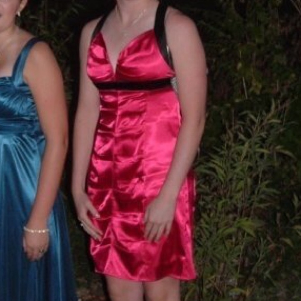 Hot Pink Cross-Strapped Above Knee Length Dress