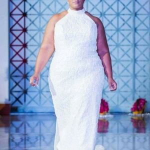 Size 20 Pearled/Beaded Halter Wedding Dress