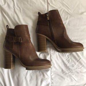 A+ Target Brand Faux Leather Ankle Bootie Brown 8