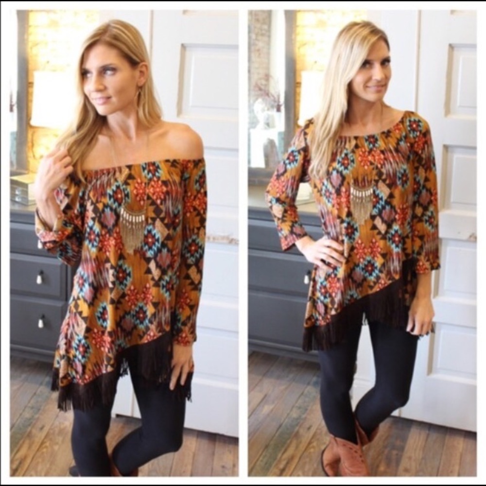 Southwest Suede Fringe Tunic Top🌟 A Must Have🌟