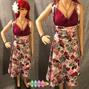 Burgundy Floral Ophelia Swing Dress- NWT