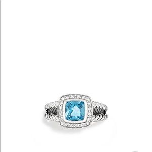 David Yurman Albion Ring w/ Blue Topaz & Diamonds.