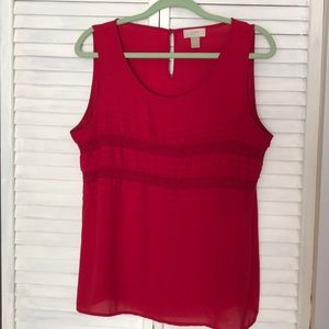 Loft Sleeveless Cherry Red Blouse