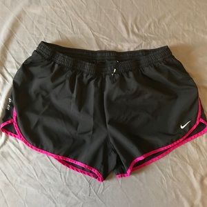 Large Nike Black and Pink Running Shorts