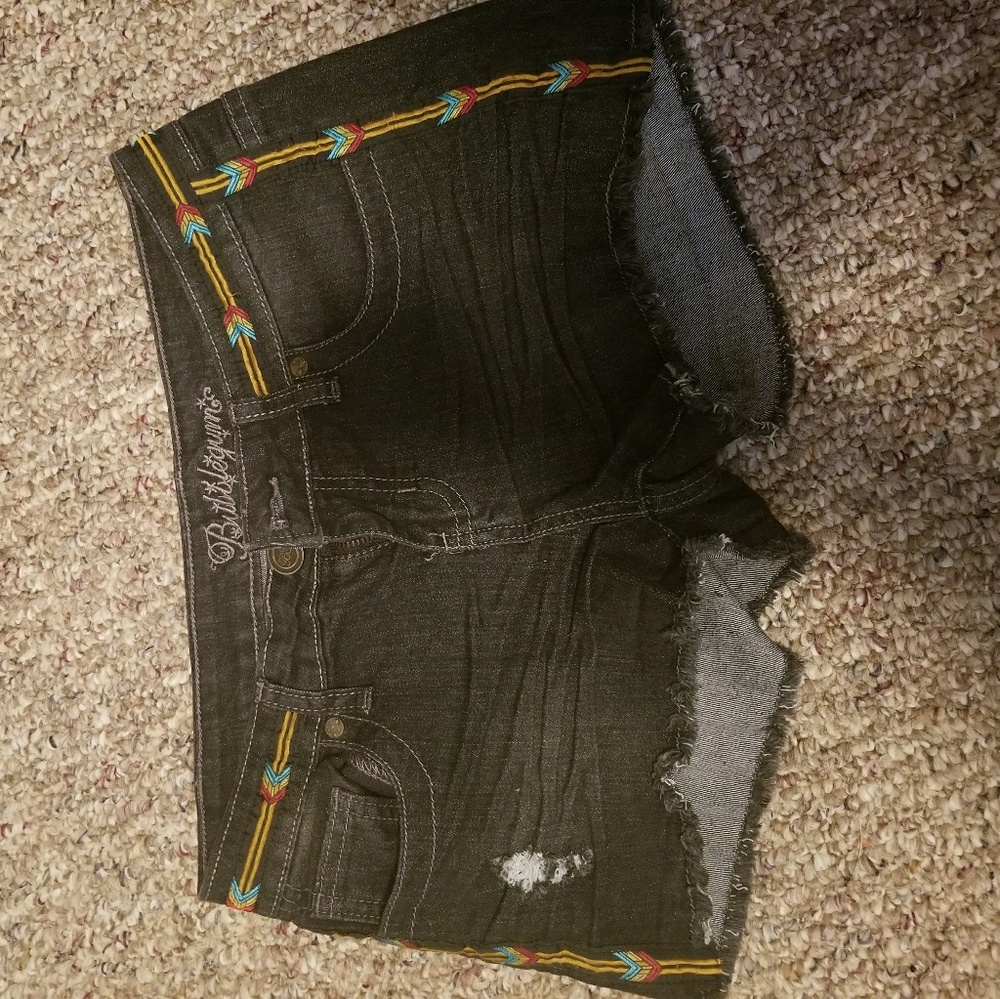 Black with tribal stripes jean shorts