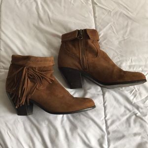 Sam Edelman Louie Suede Leather Fringe Bootie 7.5