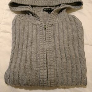 Gray hooded zipper sweater size large