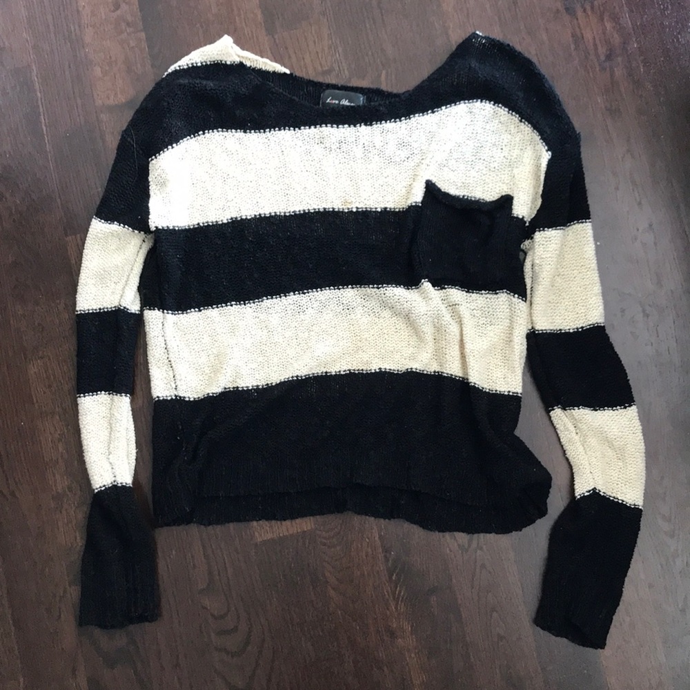 Black and cream striped sweater