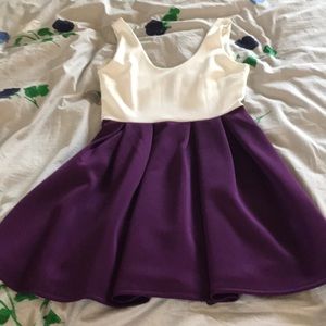 ModCloth purple and white pleated dress