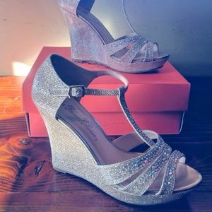 Champagne Platform Wedge with Rhinestones