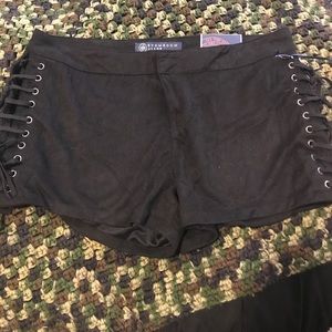 NWT micro suede black short shorts