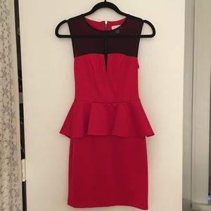 Bisou Bisou Red Sleeveless Peplum Dress