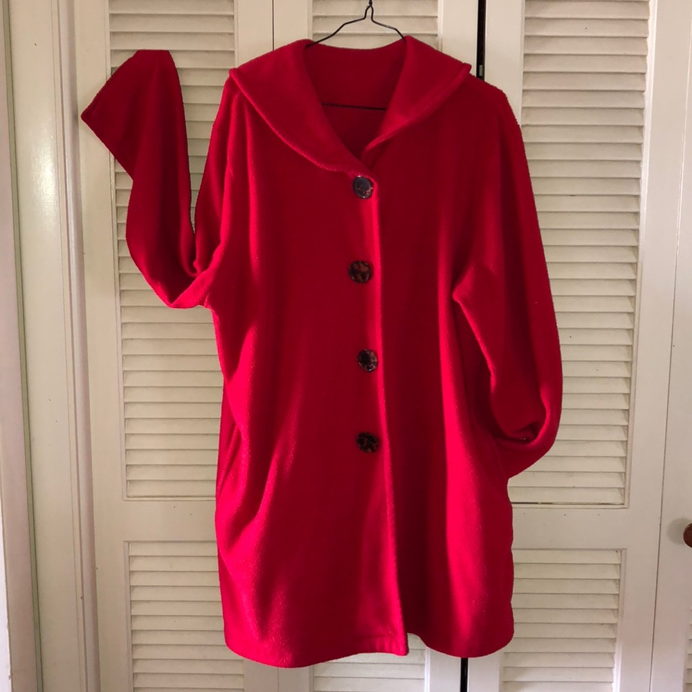 Woman within fleece coat