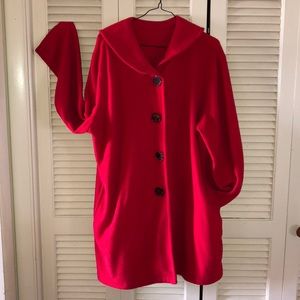 Woman within fleece coat