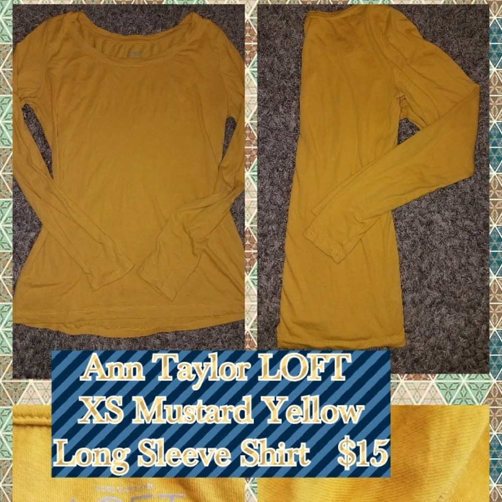 EUC XS Ann Taylor LOFT L/S Mustard Yellow Top