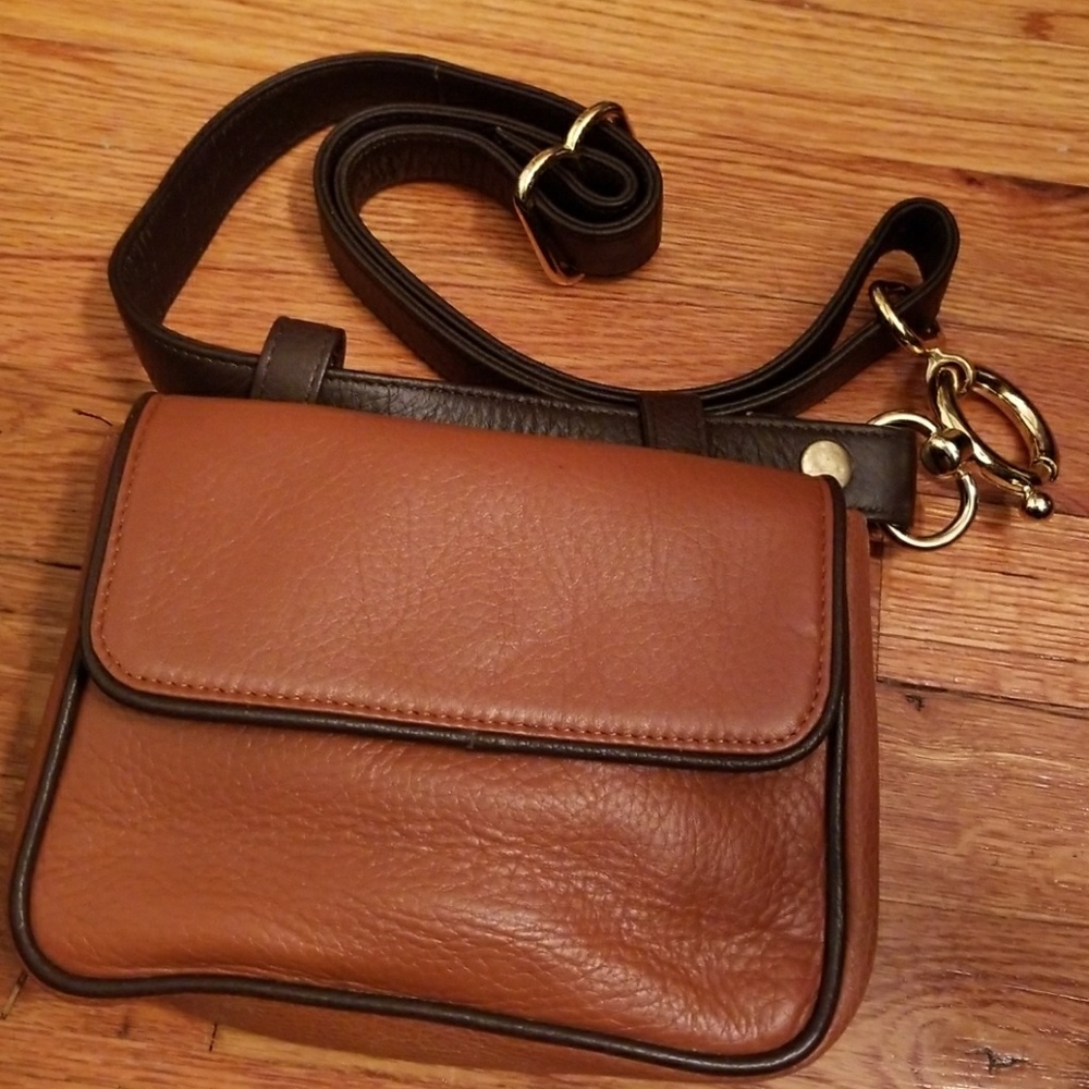 Satchel/ cross body bag/ fanny pack- brown leather