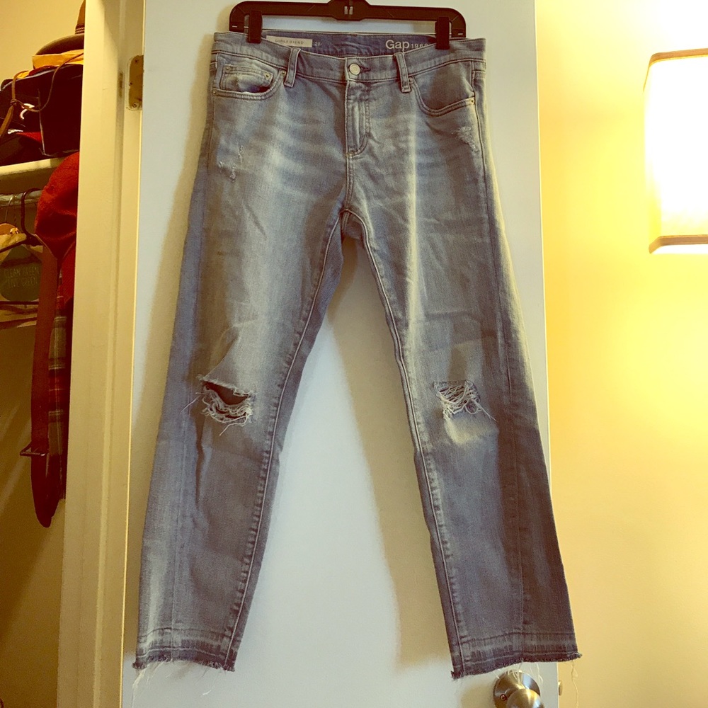 Distressed girlfriend jeans
