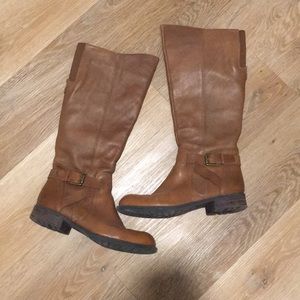 Franco Sarto Brown Leather Riding Boots, Size 7