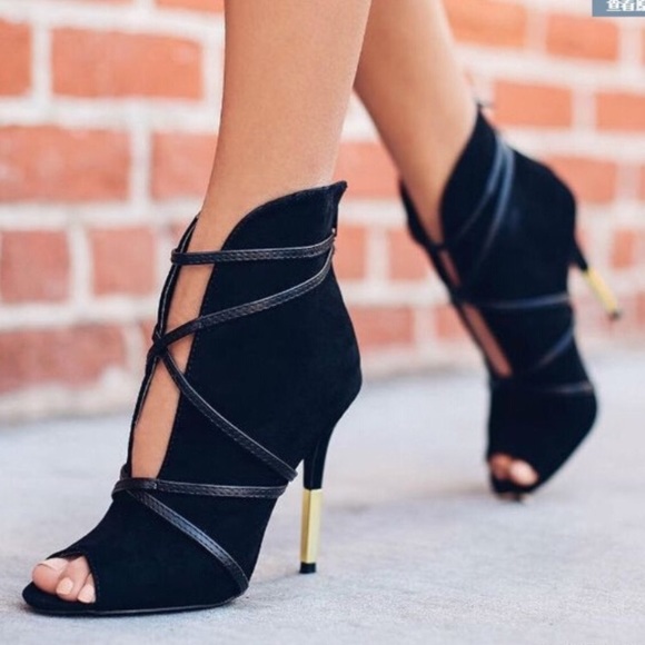 Joy’s Closet Shoes - Ankle Booties - Gold Tip Heel