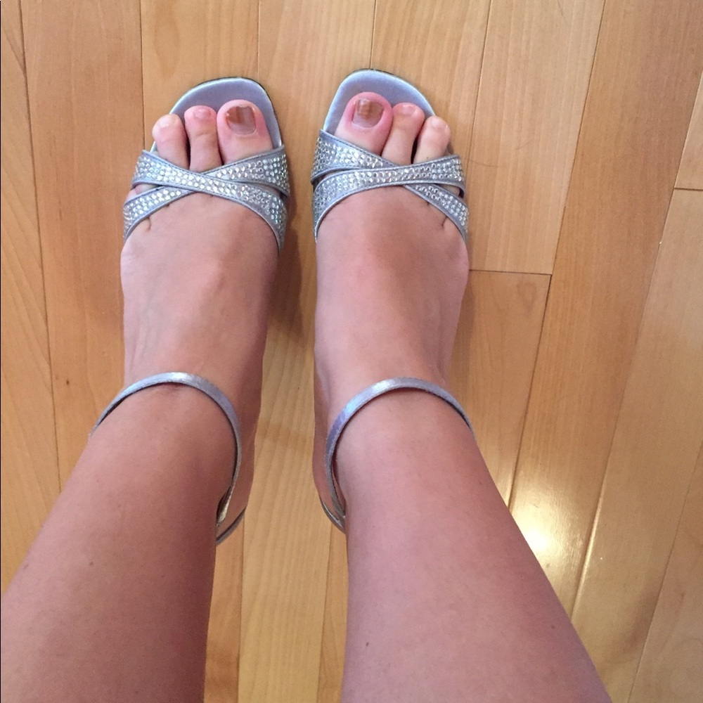 Silver high heels