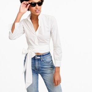 J. Crew Cropped Front-Tie Button Down Shirt