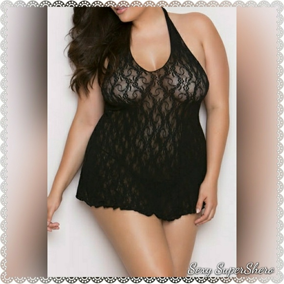 🆕 Lacey Sexy Halter Mini dress lingerie Red - Picture 3 of 8