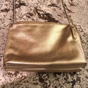 Metallic Double Zip Pouch Cross Body Bag