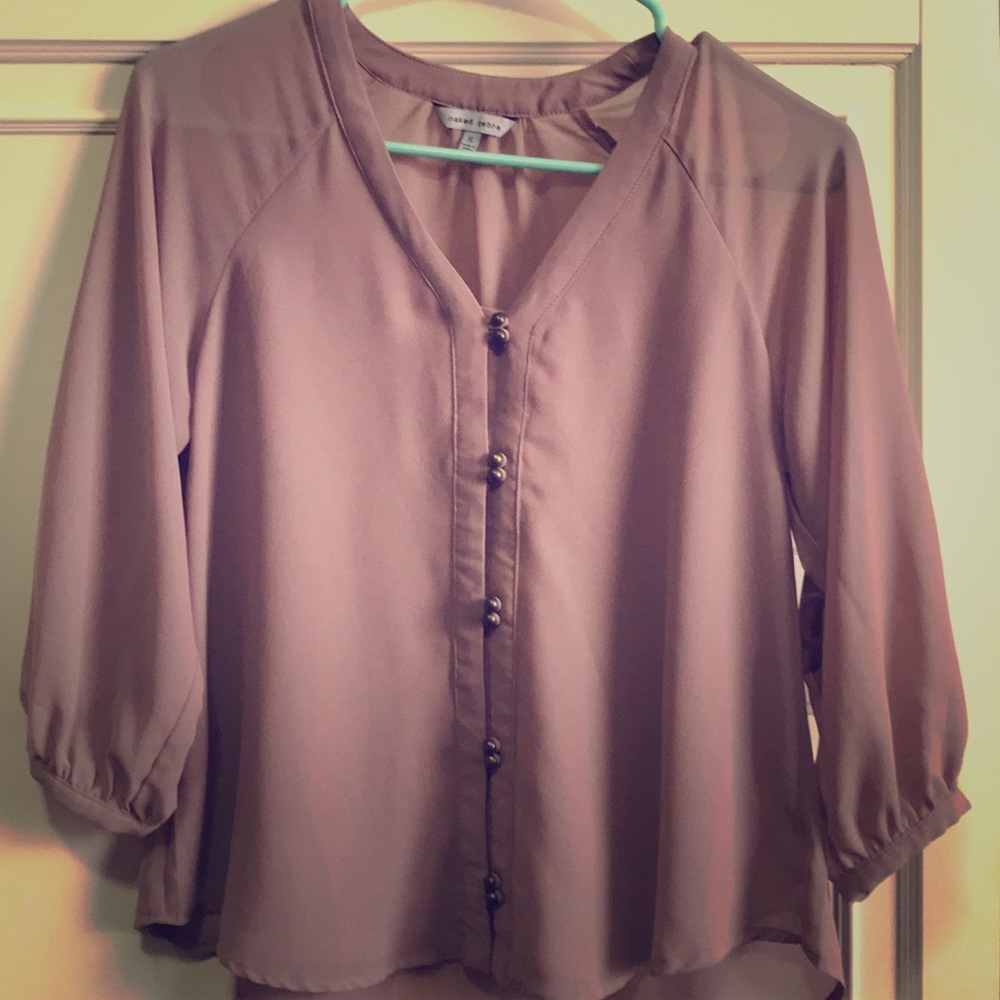 Mauve colored button up blouse