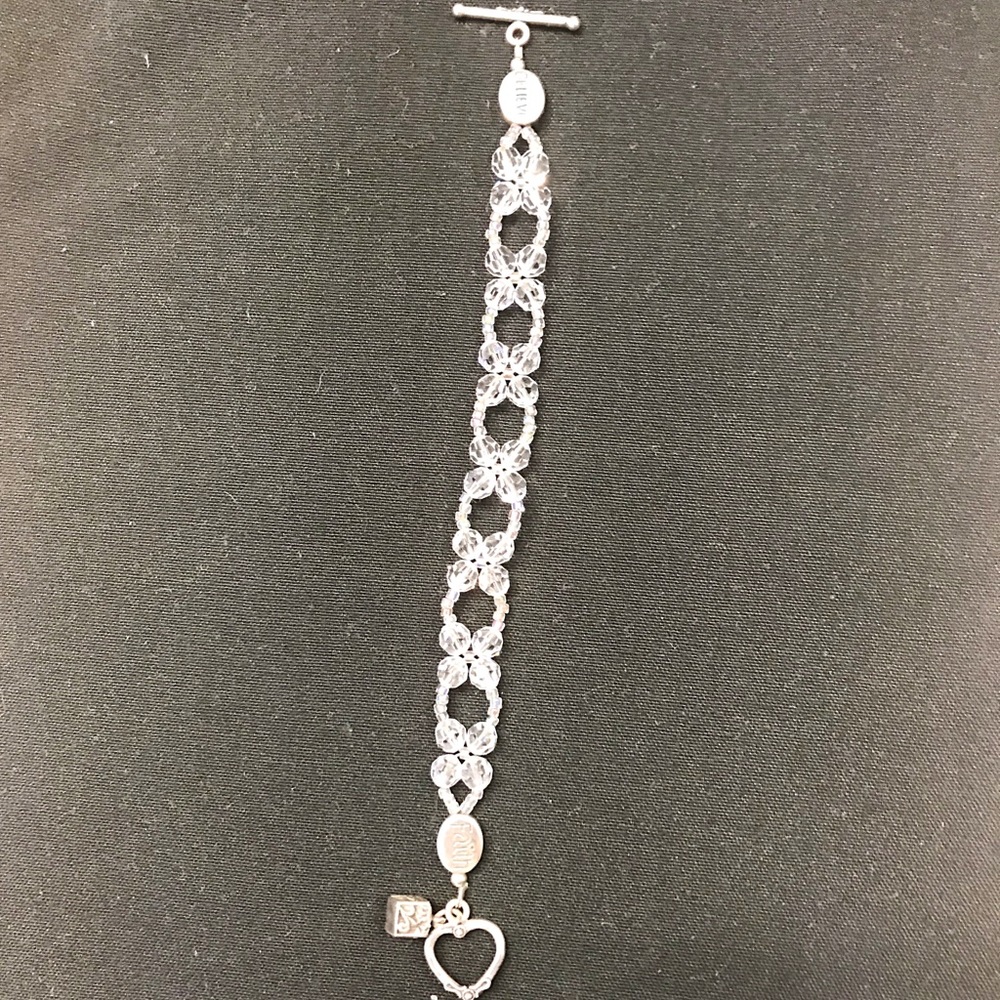 NWOT Dbl width clear crystal & sterling bracelet