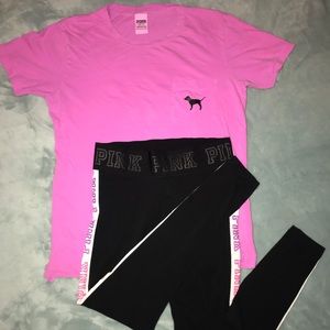 Victoria’s Secret PINK leggings & T-Shirt (Set)