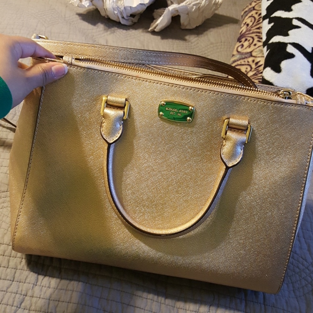 Michale Kors Pale Gold MD Satchel Leather