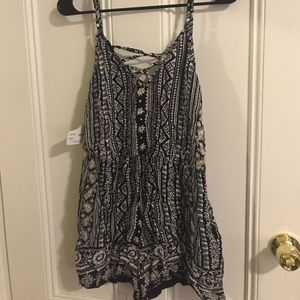 NWT Angie romper blue and cream boho pattern