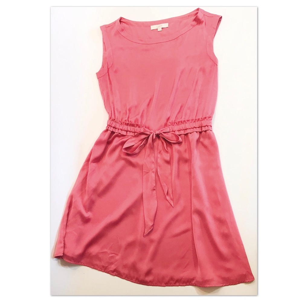 Ann Taylor LOFT Pink Sleeveless Tie Dress