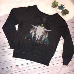 Billabong Crewneck Bull Horns Gray Sweater Medium