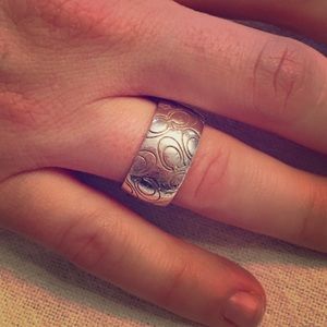 Authentic Coach cigar band ring in silver sz 7