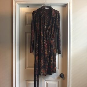 Gorgeous Rich Print Calvin Klein Wrap Dress - 14