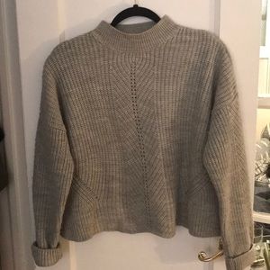 Topshop mock neck grey knit sweater