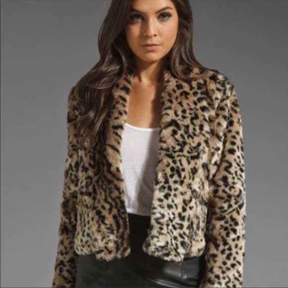 bb dakota leopard faux fur jacket