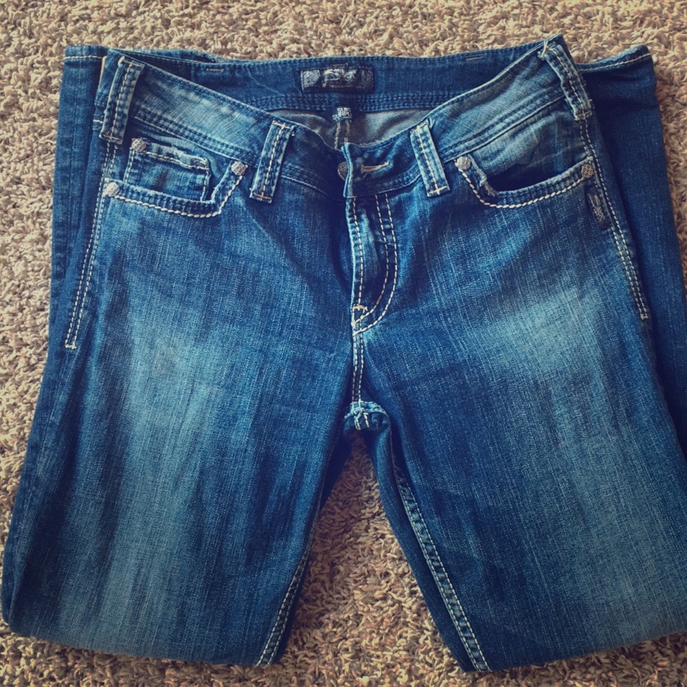 Women's silver suki bootcut jeans. Size 32/30